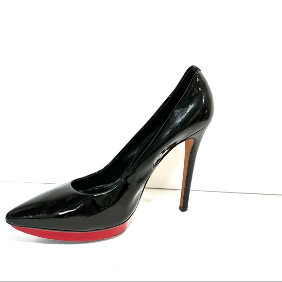 Alice + Olivia Stacey Bendet Black Patent Leather Pointy Platform Heel Pump Sz 8 - Picture 3 of 13
